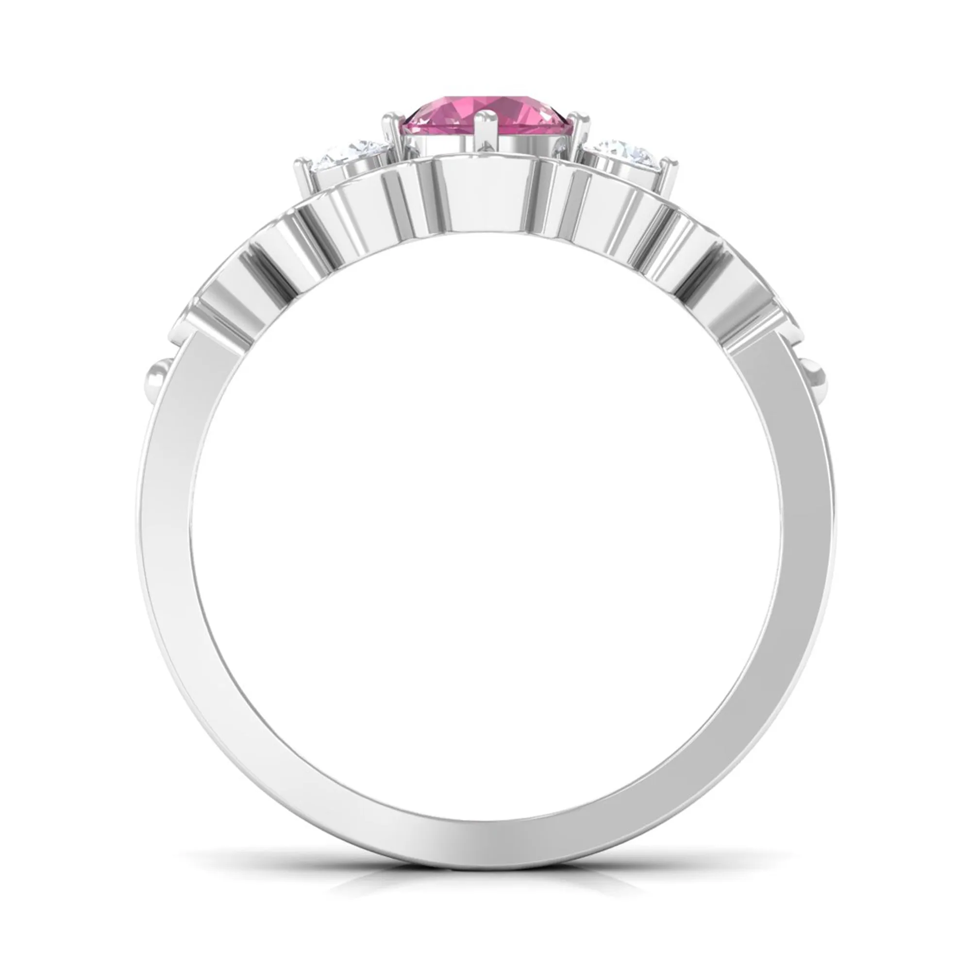 0.50 CT Pink Tourmaline and Diamond Cut Out Antique Ring