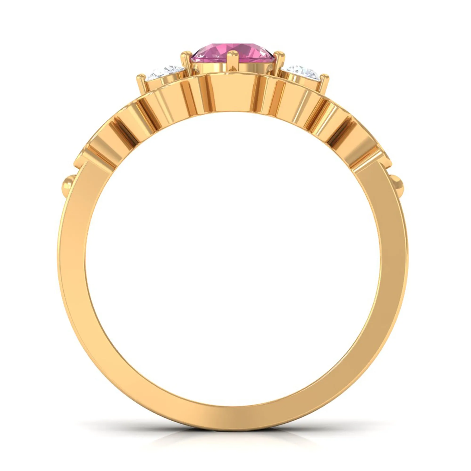 0.50 CT Pink Tourmaline and Diamond Cut Out Antique Ring
