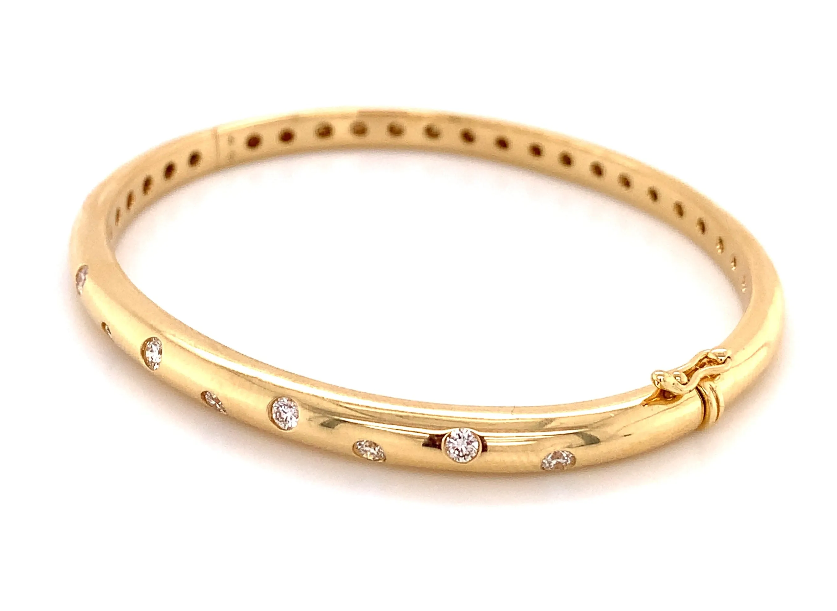 0.54ct tw Burnish Set Diamond Station Bangle Bracelet