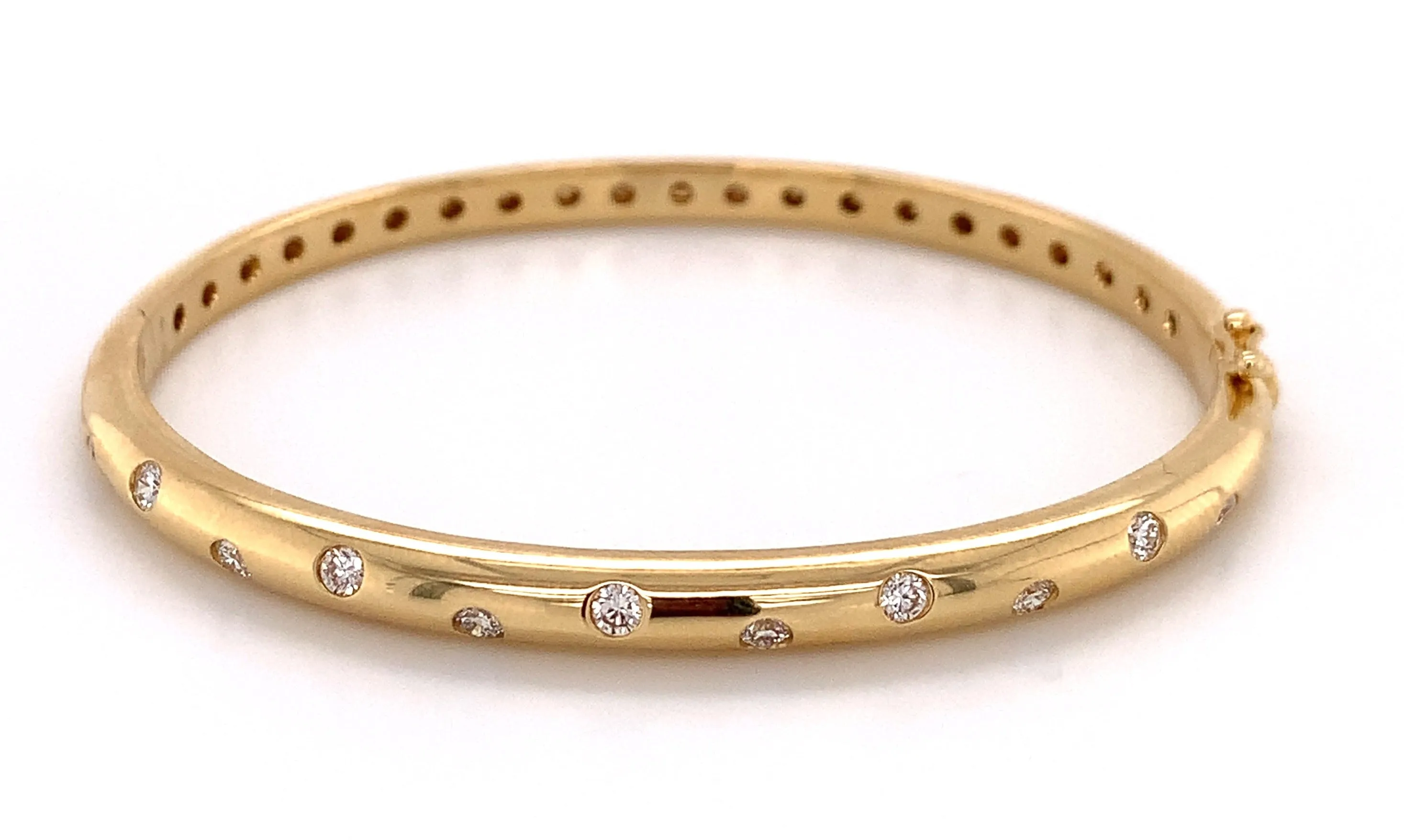0.54ct tw Burnish Set Diamond Station Bangle Bracelet