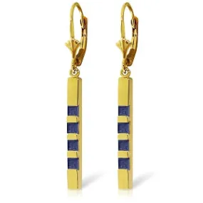 0.7 Carat 14K Solid Yellow Gold Leverback Earringsbar Natural Sapphire