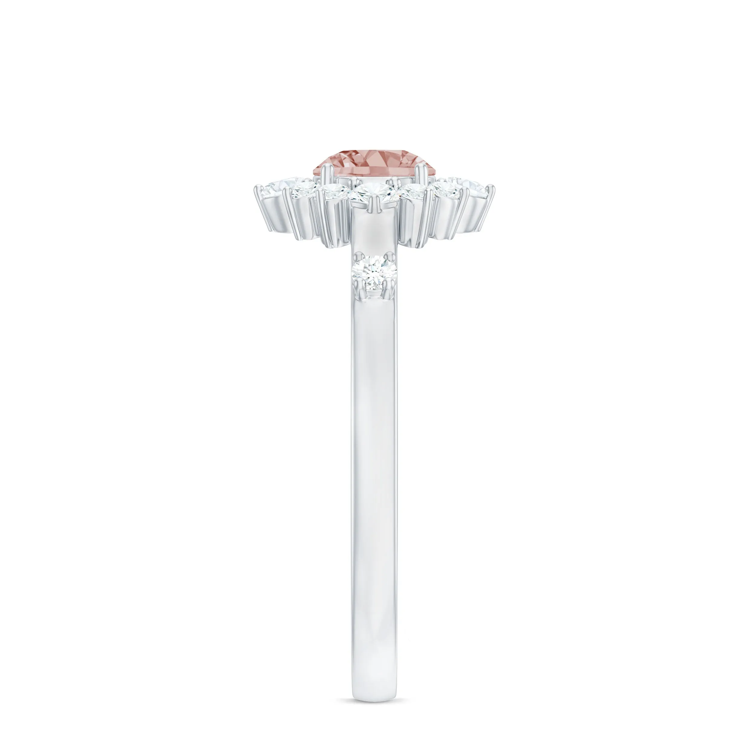 1 CT Round Morganite and Diamond Halo Engagement Ring