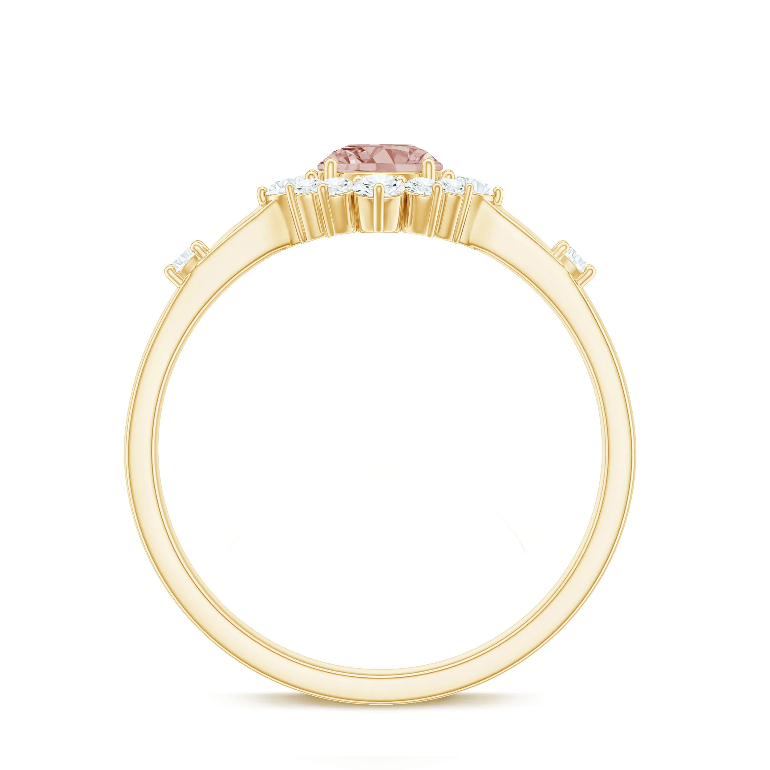 1 CT Round Morganite and Diamond Halo Engagement Ring