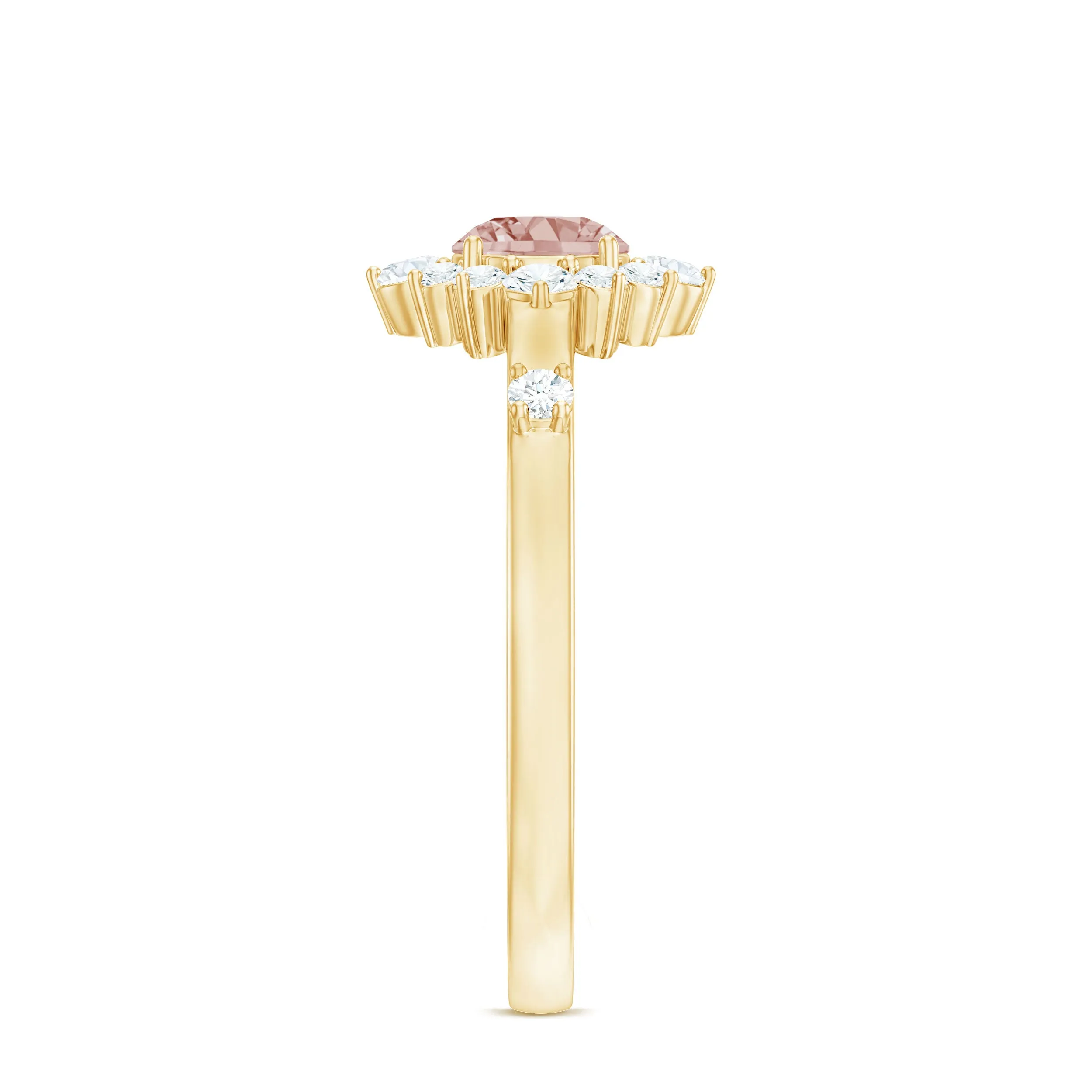 1 CT Round Morganite and Diamond Halo Engagement Ring