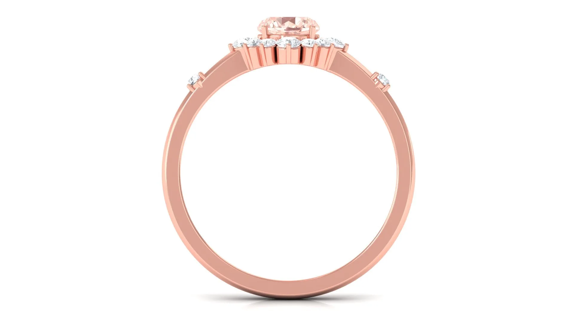 1 CT Round Morganite and Diamond Halo Engagement Ring