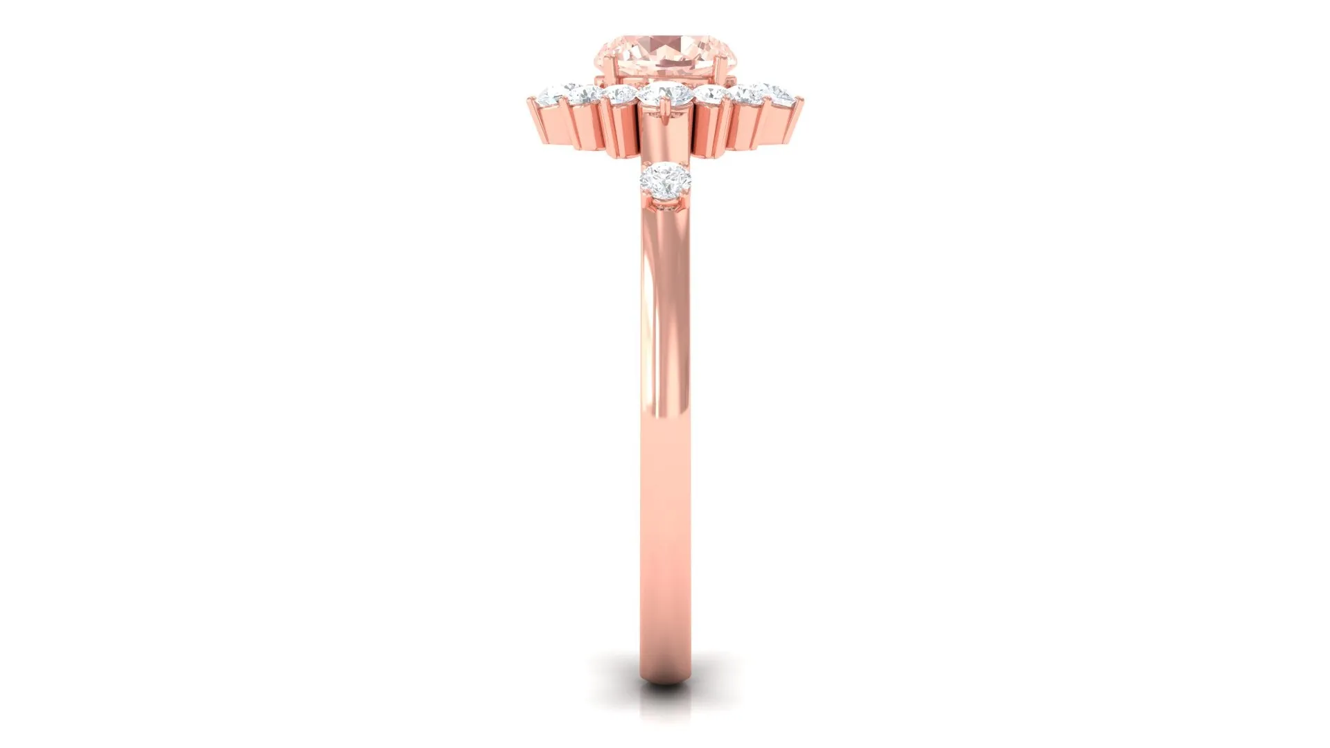 1 CT Round Morganite and Diamond Halo Engagement Ring