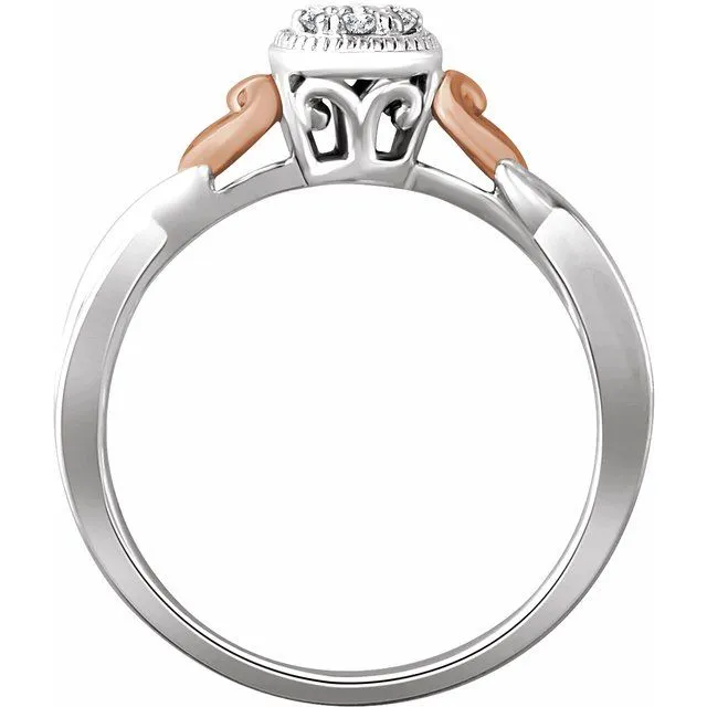 10K White Gold and Rose Gold Heart 1/10 CTW Natural Diamond Promise Ring
