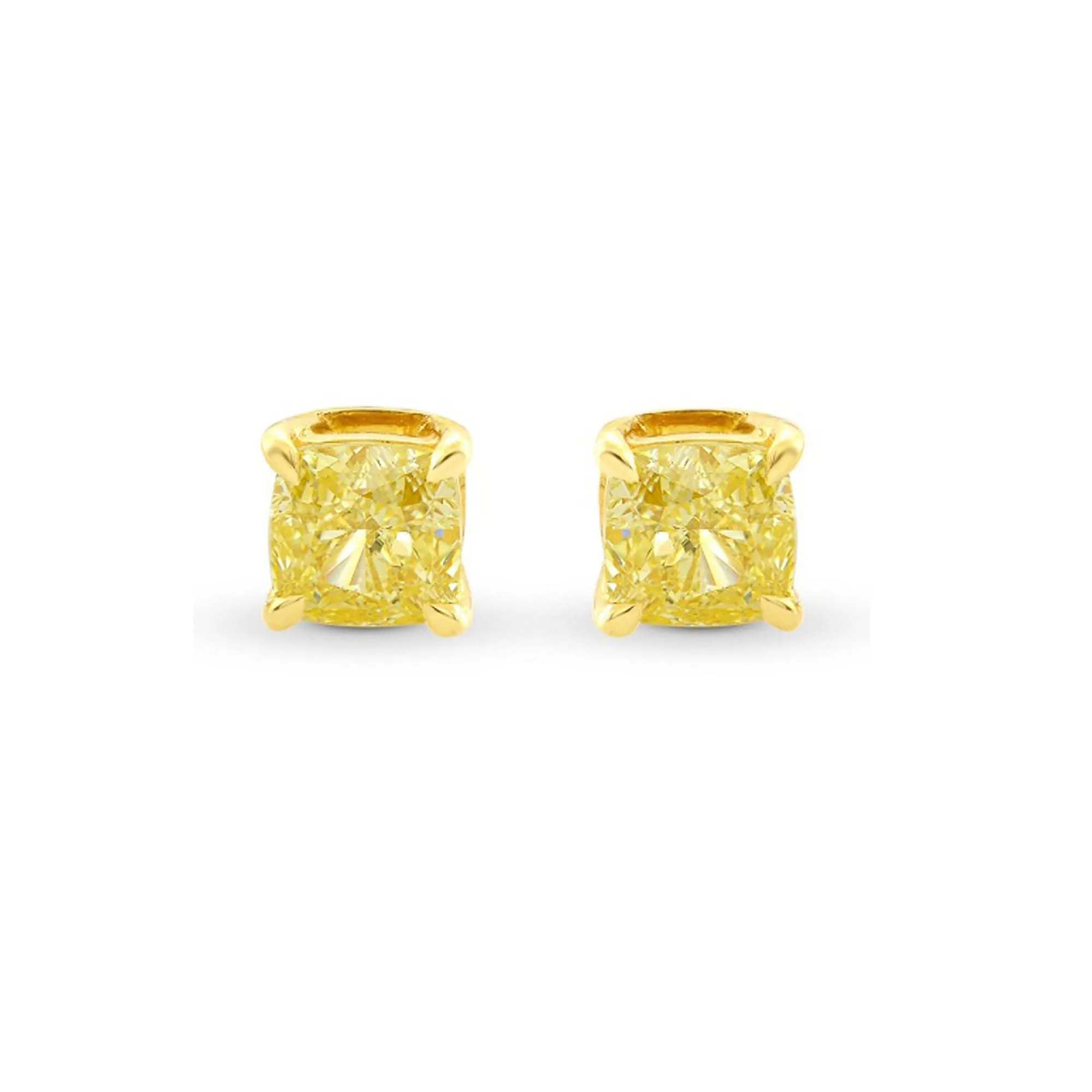 10k Yellow Gold Plated 1 Carat Square Created Yellow Sapphire Stud Earrings