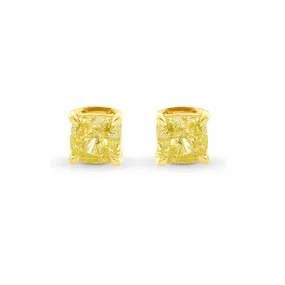 10k Yellow Gold Plated 1 Carat Square Created Yellow Sapphire Stud Earrings