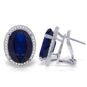 13.16 Carat 14K Solid White Gold French Clips Earrings Diamond Sapphire