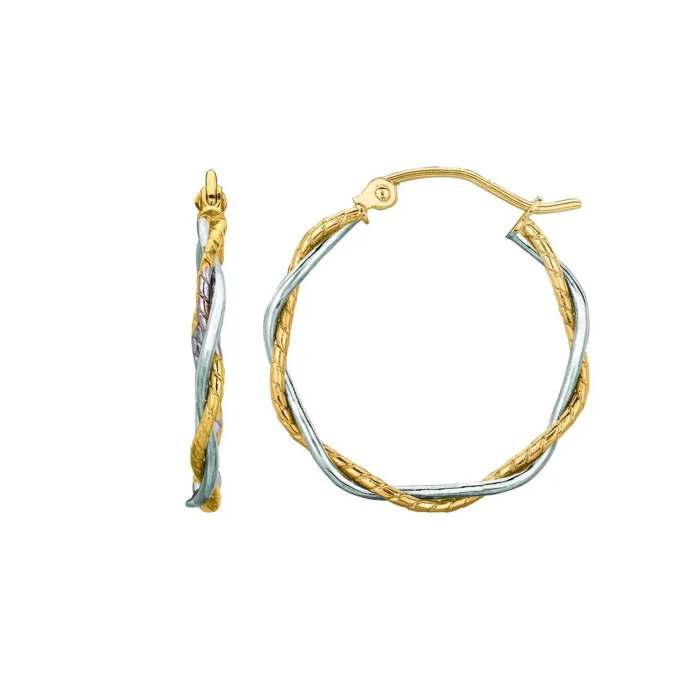 14K Gold Twisted Hoop Earrings