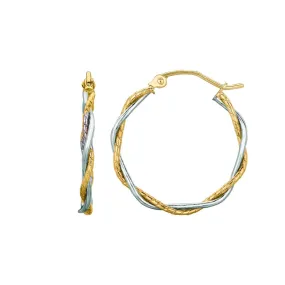 14K Gold Twisted Hoop Earrings