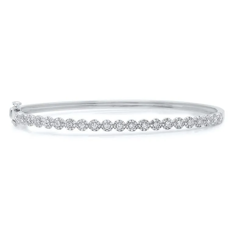 14K Rose Gold Diamond Cluster Small Bangle
