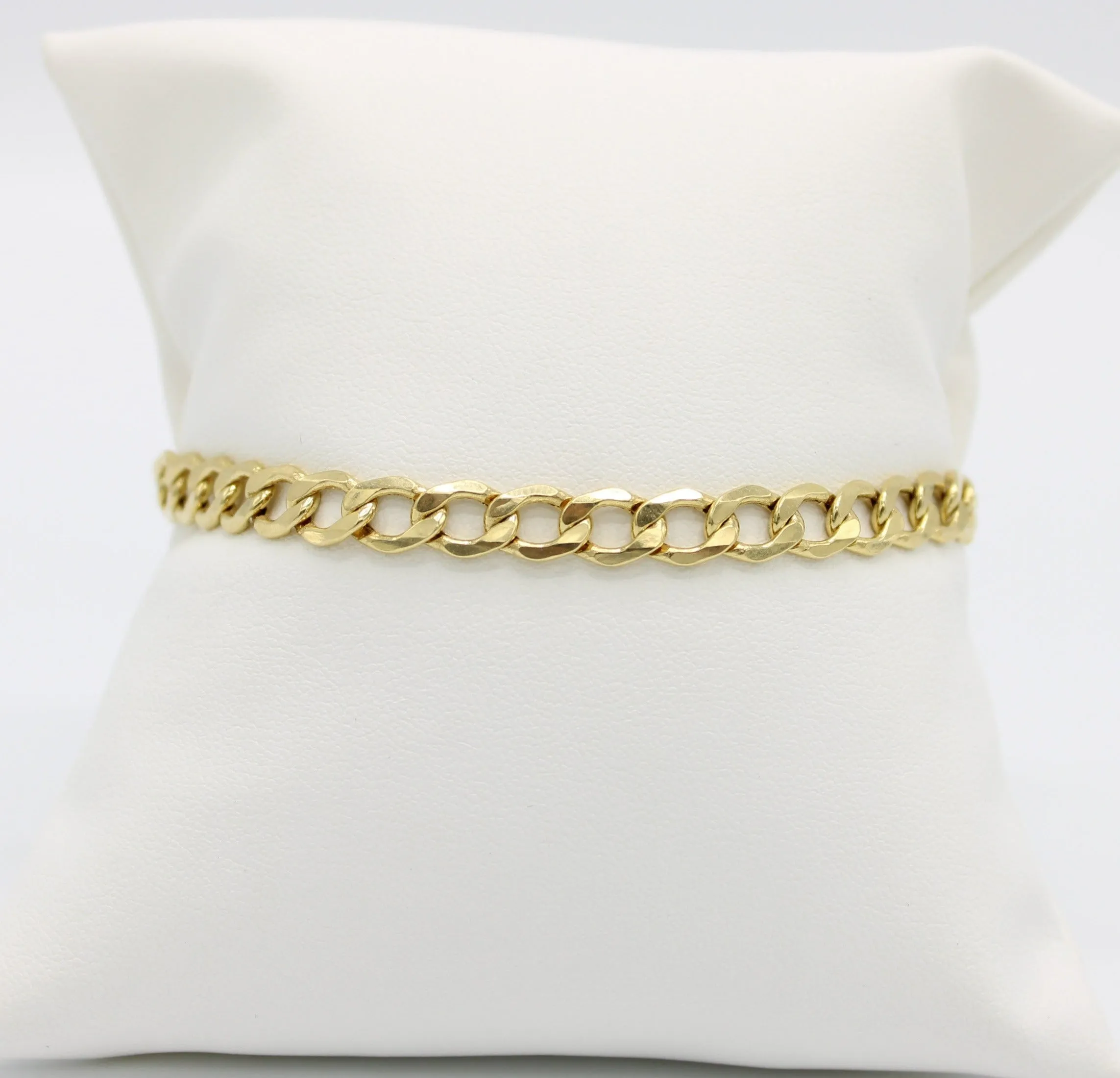 14K Semi-Solid Flat Cuban Bracelet Yellow Gold // 6.7mm  //