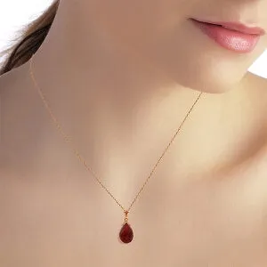 14K Solid Rose Gold Necklace w/ Briolette Ruby