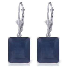 14K Solid White Gold Leverback Earrings w/ Sapphires