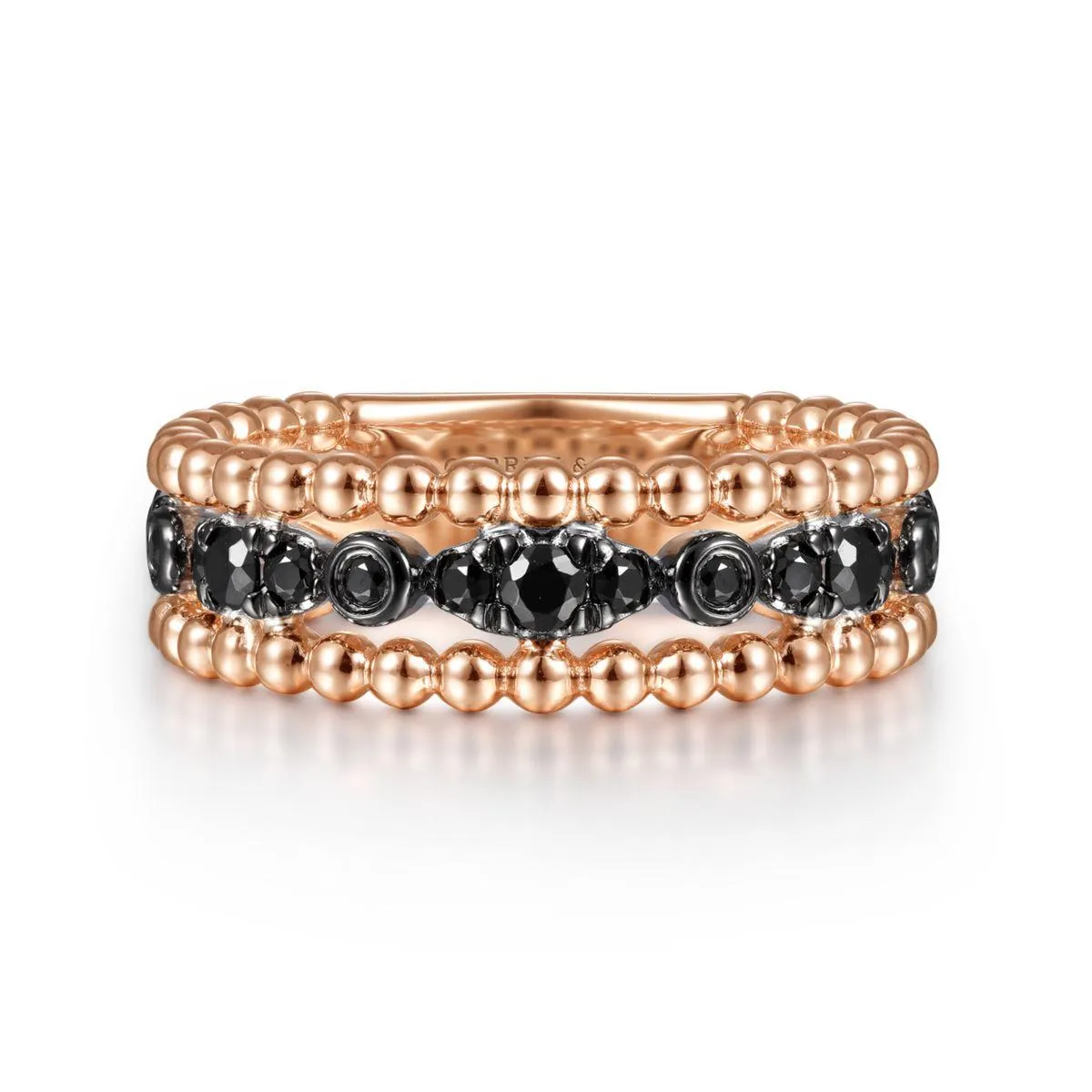14K White-Rose Gold Black Diamond Bujukan Ring
