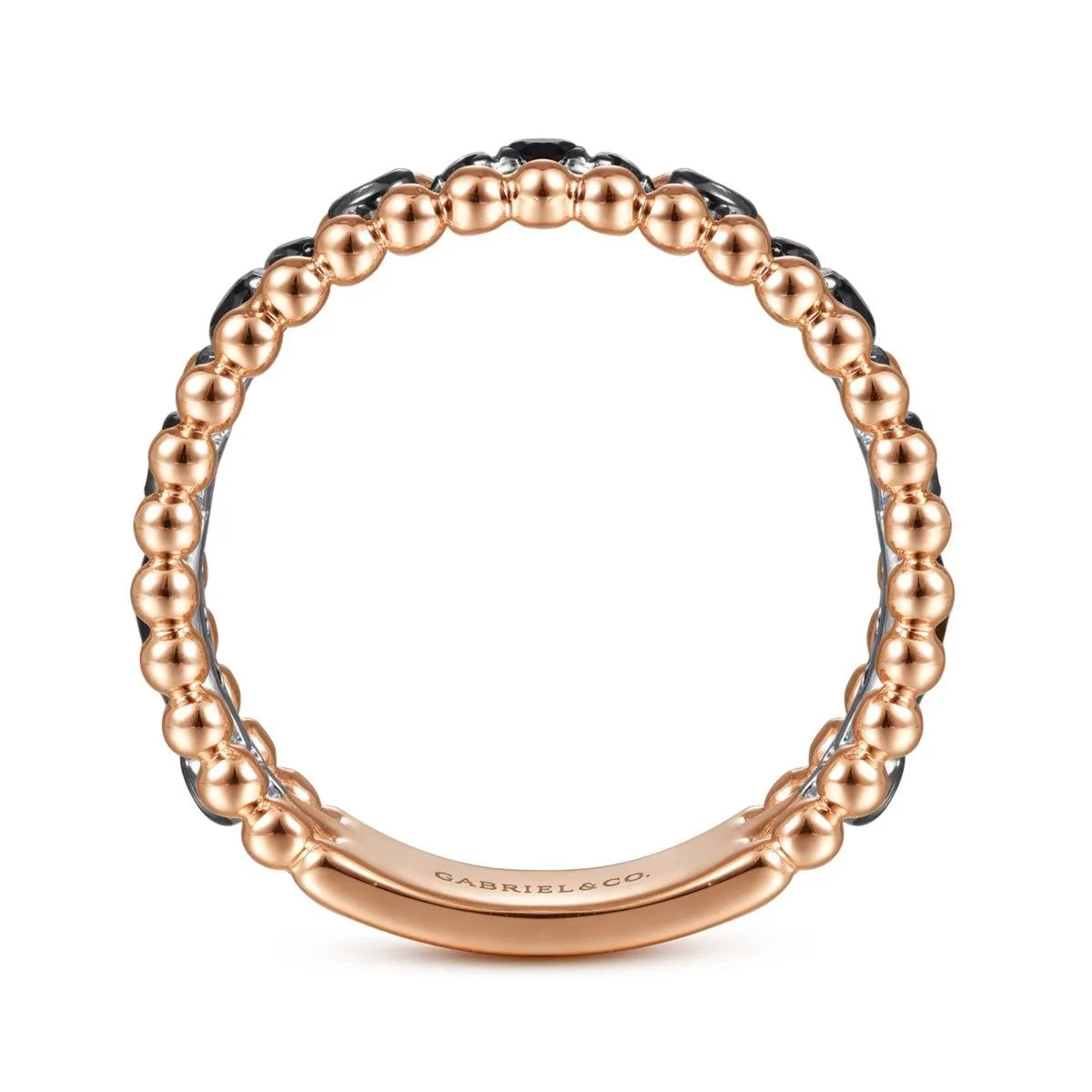 14K White-Rose Gold Black Diamond Bujukan Ring