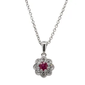 18ct White Gold Ruby & Diamond Pendant