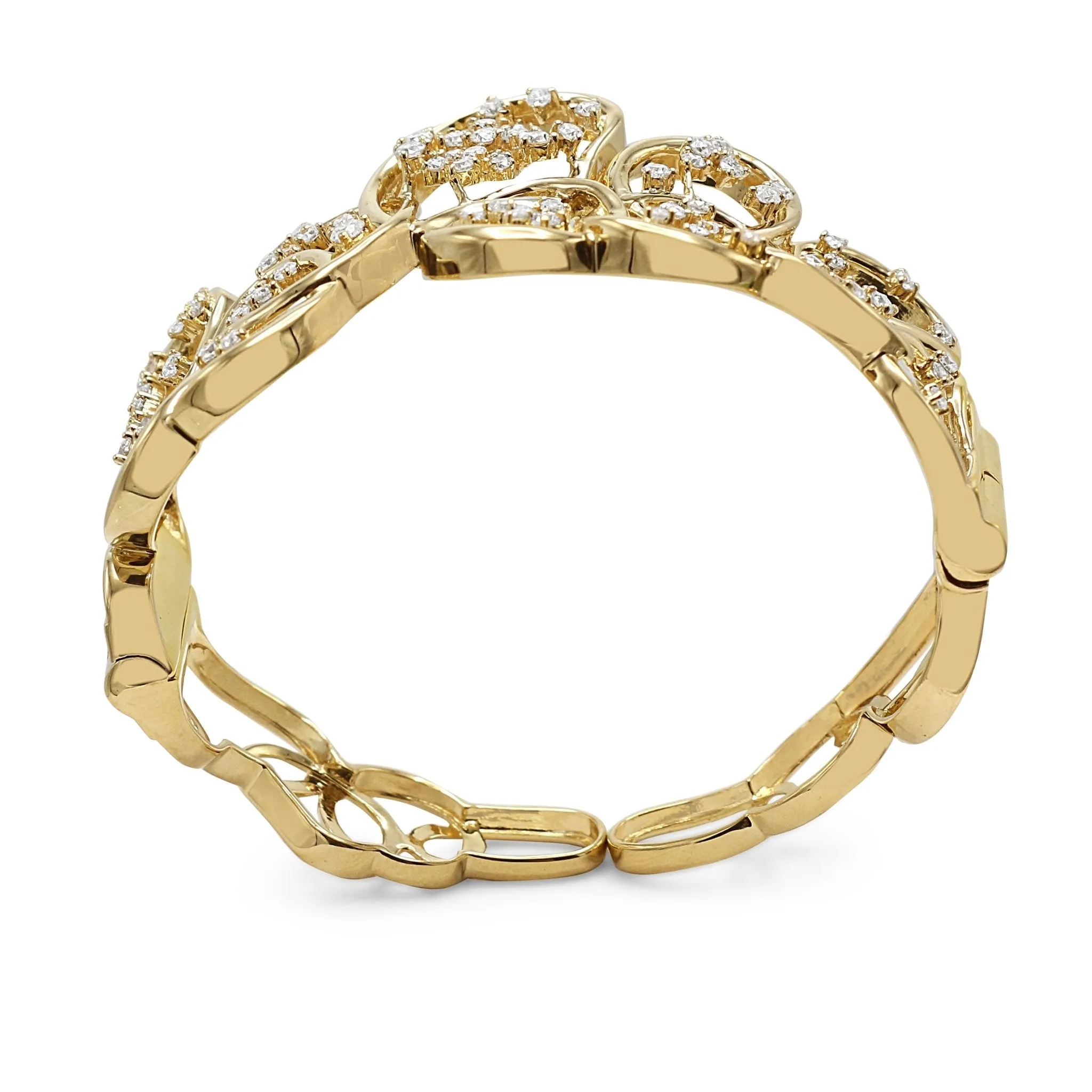 18ct Yellow Gold Multi Diamond Set Sprung Cuff / Bangle