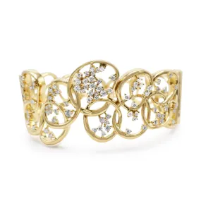 18ct Yellow Gold Multi Diamond Set Sprung Cuff / Bangle
