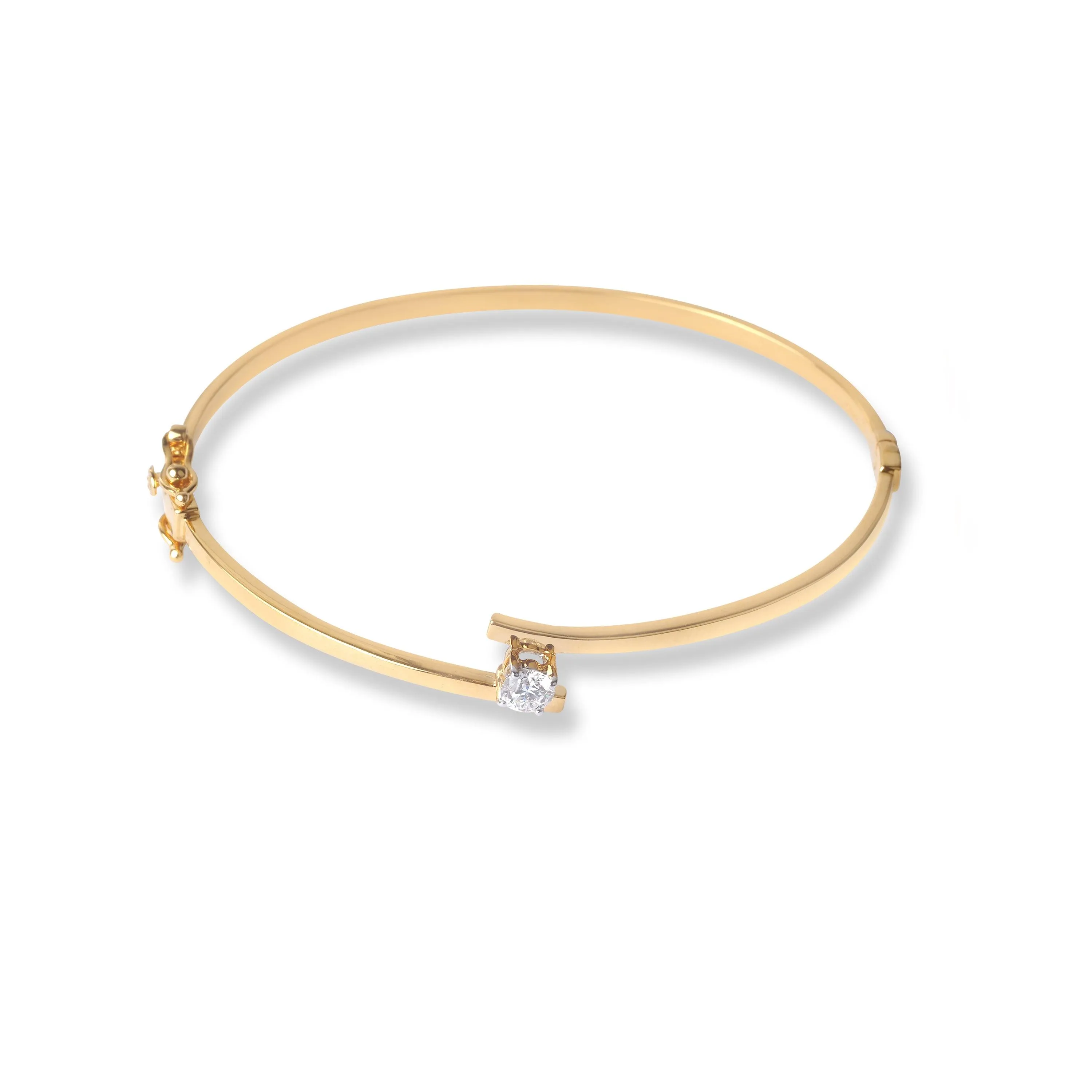 18ct Yellow Gold Solitaire Openable Diamond Bangle MCS6846
