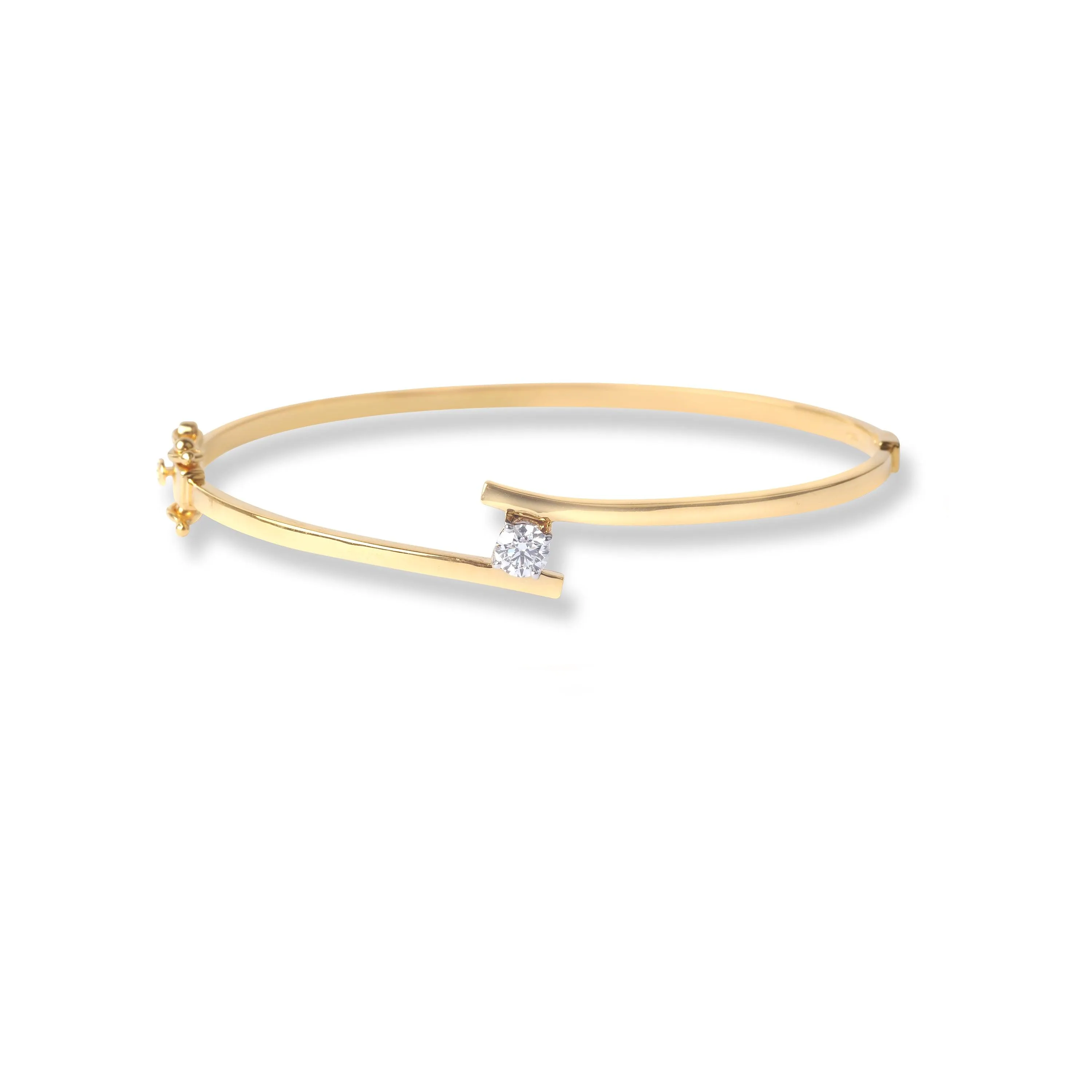 18ct Yellow Gold Solitaire Openable Diamond Bangle MCS6846