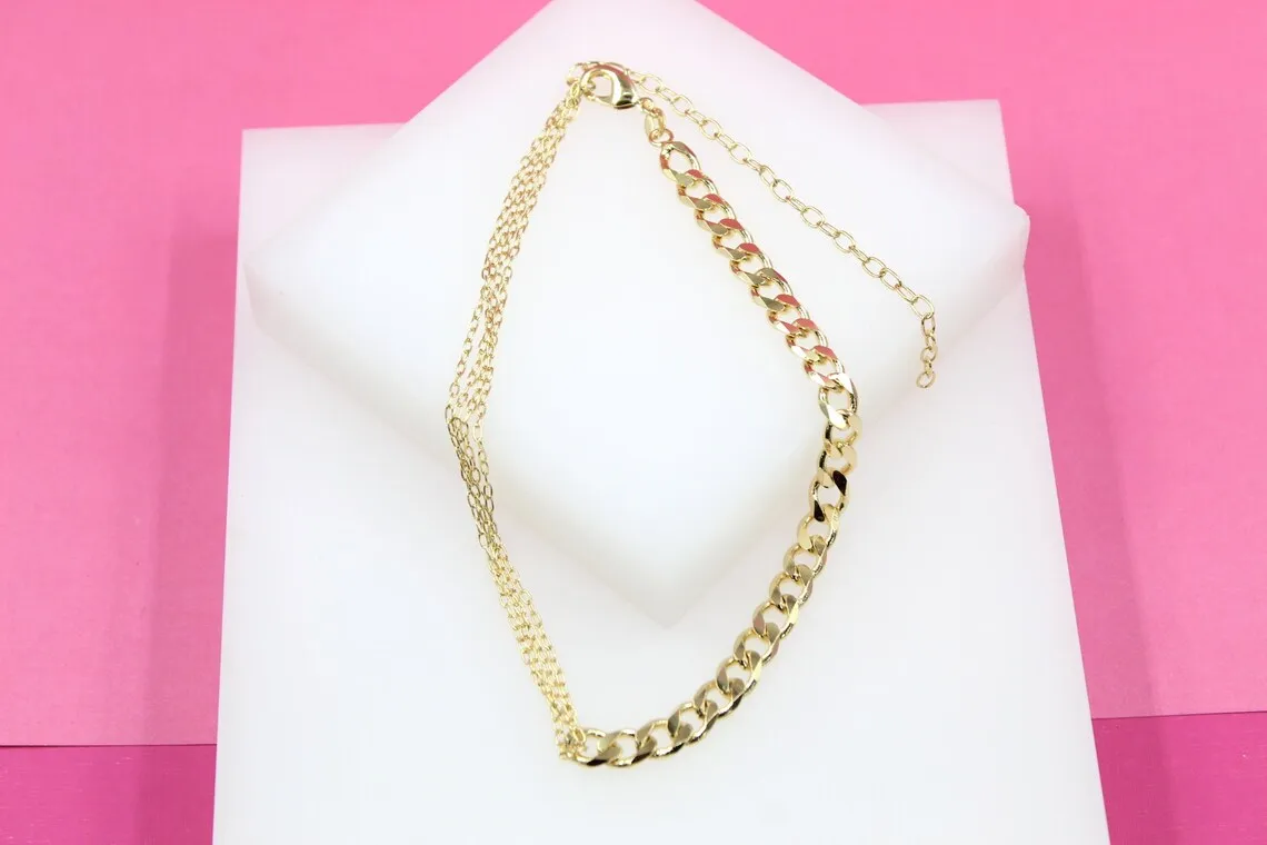 18K Gold Filled Paper Clip Cuban Choker (G5)