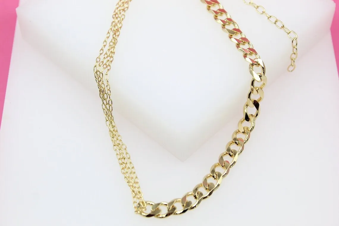 18K Gold Filled Paper Clip Cuban Choker (G5)