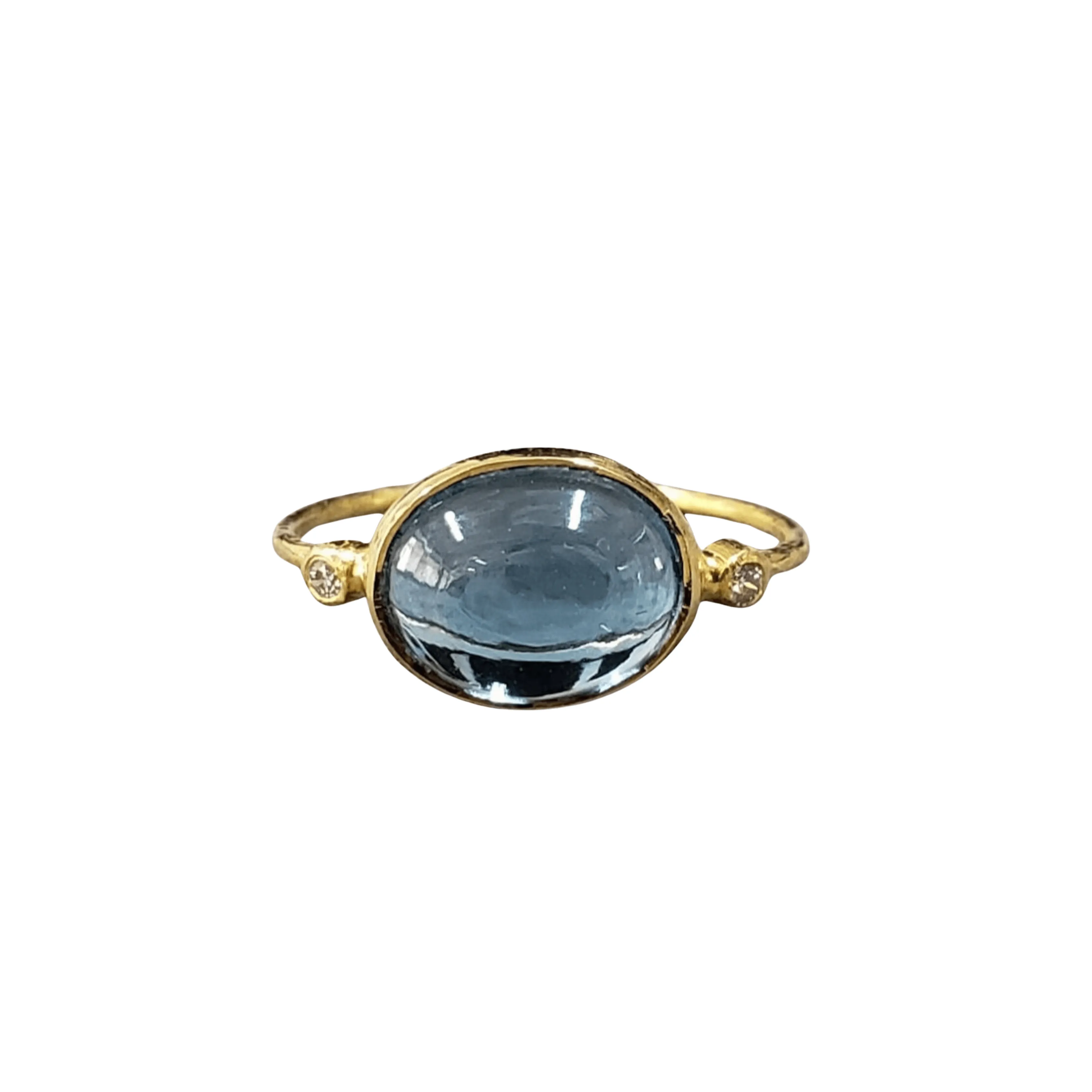 18k Gold London Blue Topaz With Diamond Ring
