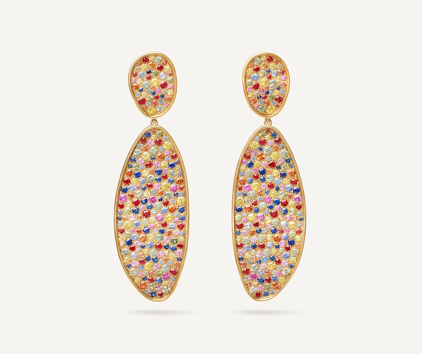 18K Yellow Gold Convertible Sapphire Diamond Statement Earrings