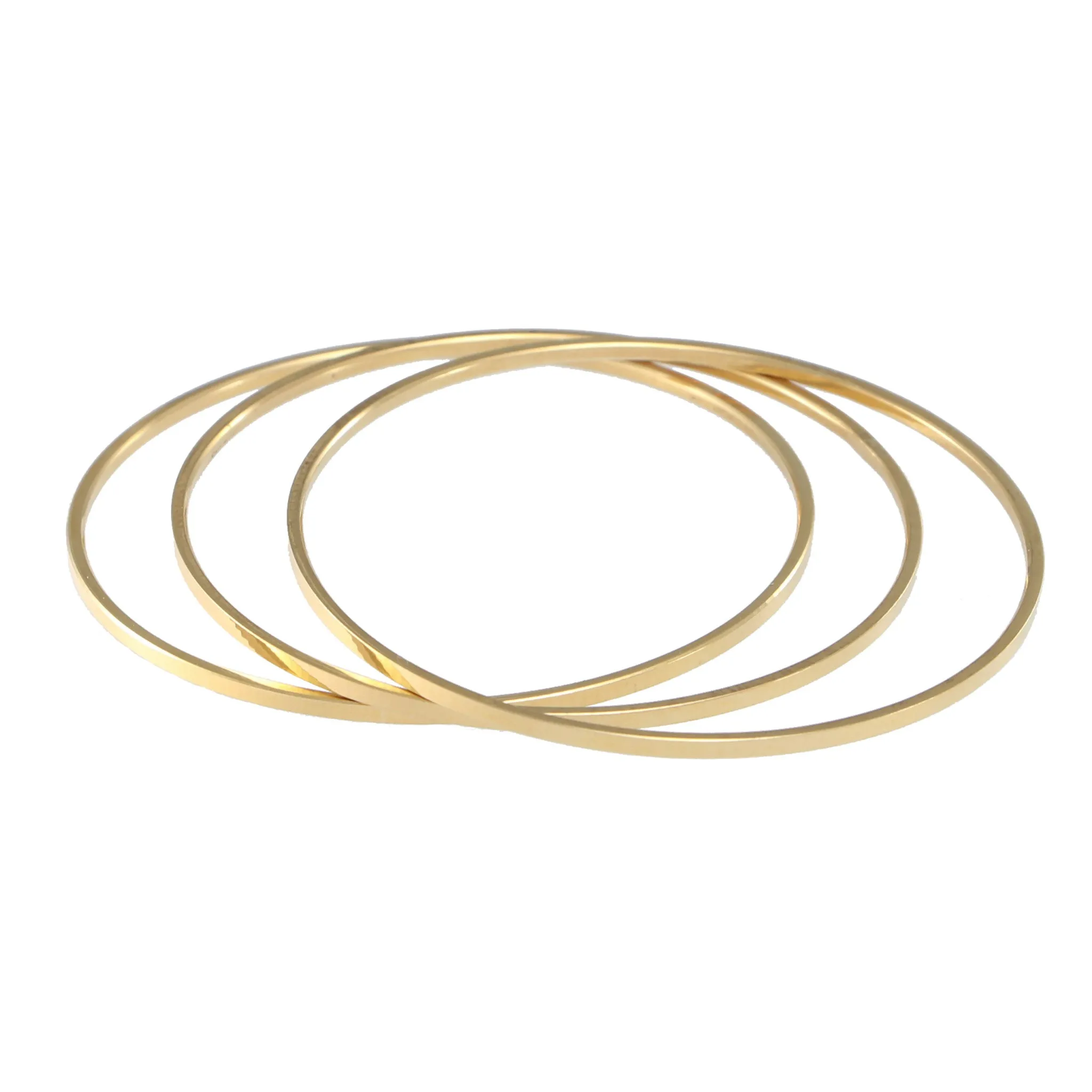 22k Yellow Gold Bangle Bracelet Modernist Womens 2mm Vintage Estate Set 1 to 5