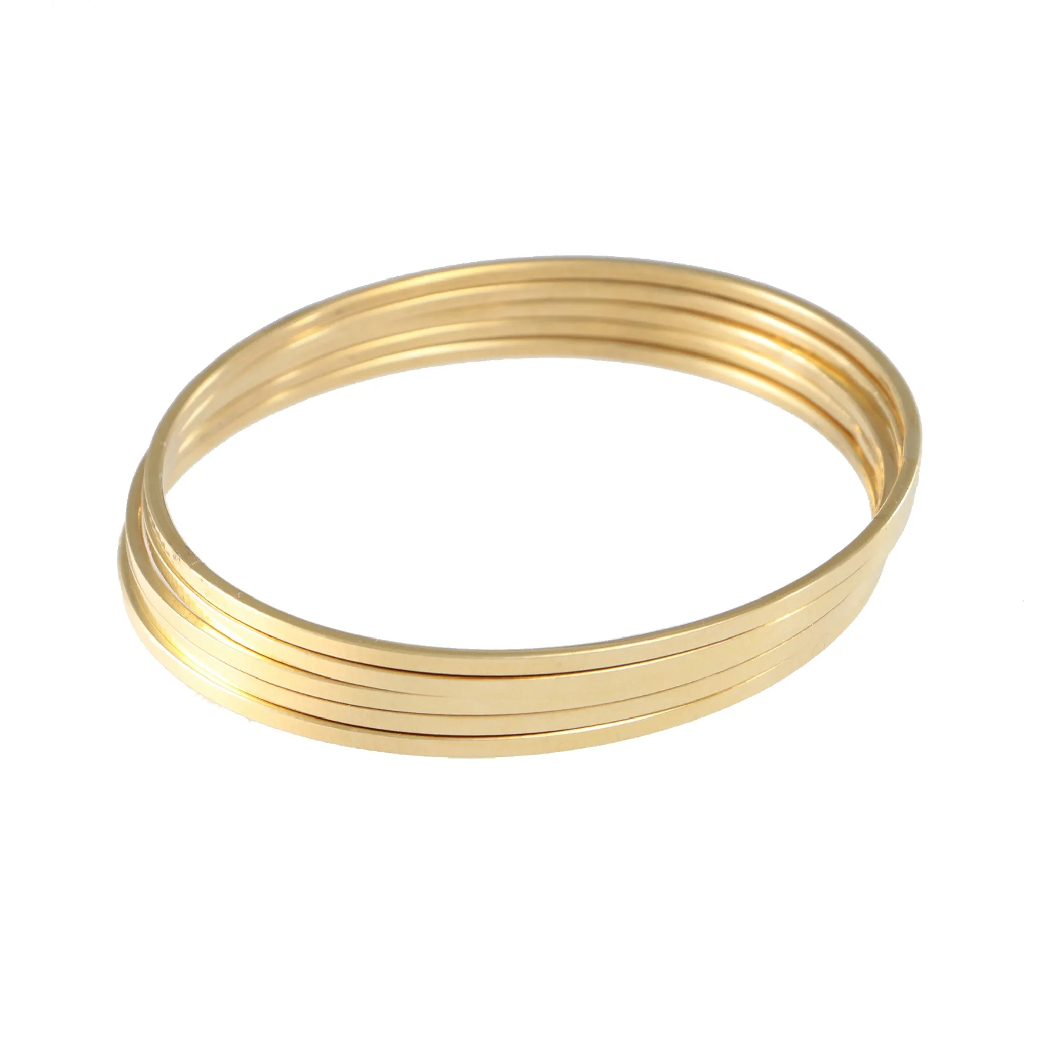 22k Yellow Gold Bangle Bracelet Modernist Womens 2mm Vintage Estate Set 1 to 5