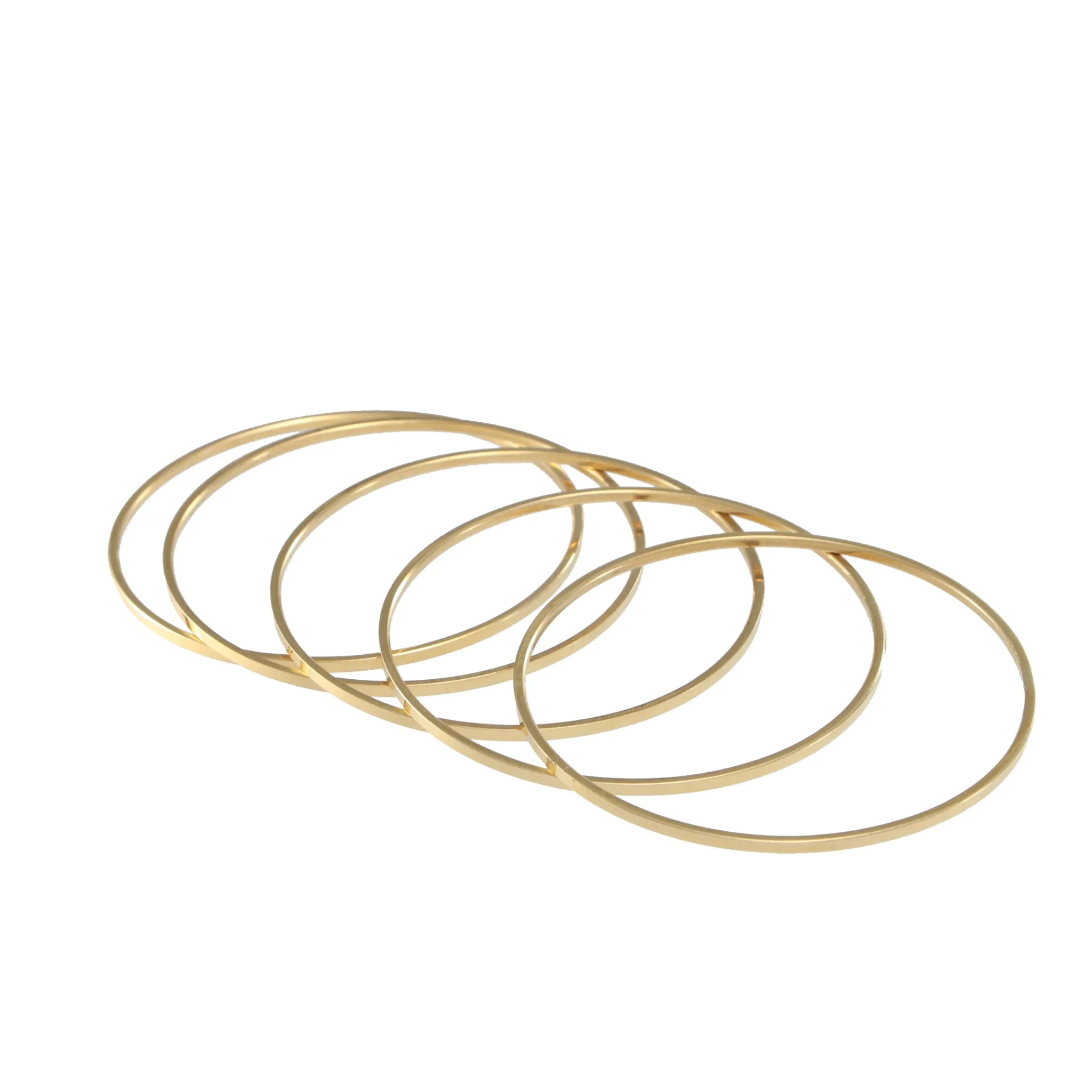 22k Yellow Gold Bangle Bracelet Modernist Womens 2mm Vintage Estate Set 1 to 5