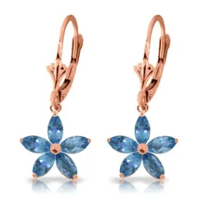2.8 Carat 14K Solid Rose Gold Blue Topaz Starbright Earrings