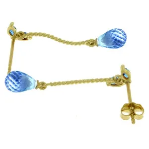 3.4 Carat 14K Solid Yellow Gold Breeze Blue Topaz Earrings