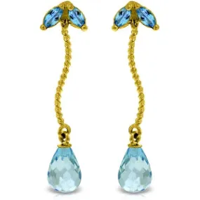 3.4 Carat 14K Solid Yellow Gold Breeze Blue Topaz Earrings