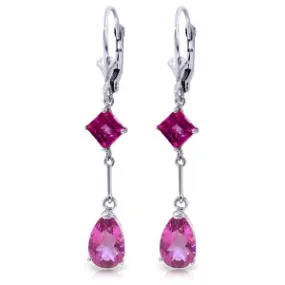 4.95 Carat 14K Solid White Gold Chandelier Earrings Pink Topaz