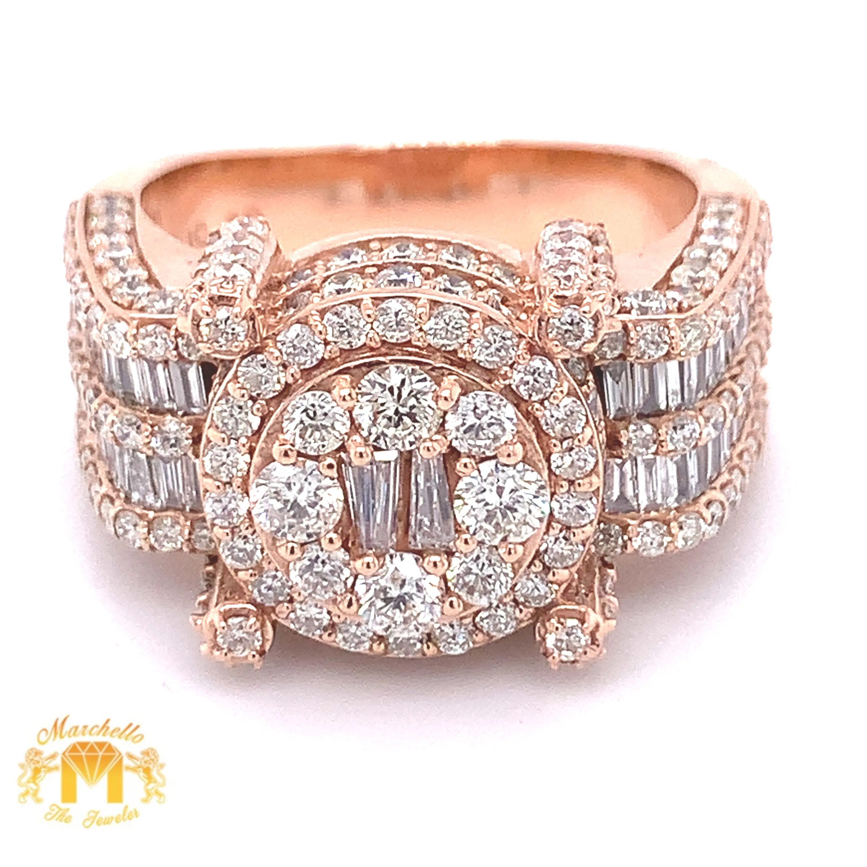 4ct Baguette and Round Diamond 14k Gold Monster #30 Ring