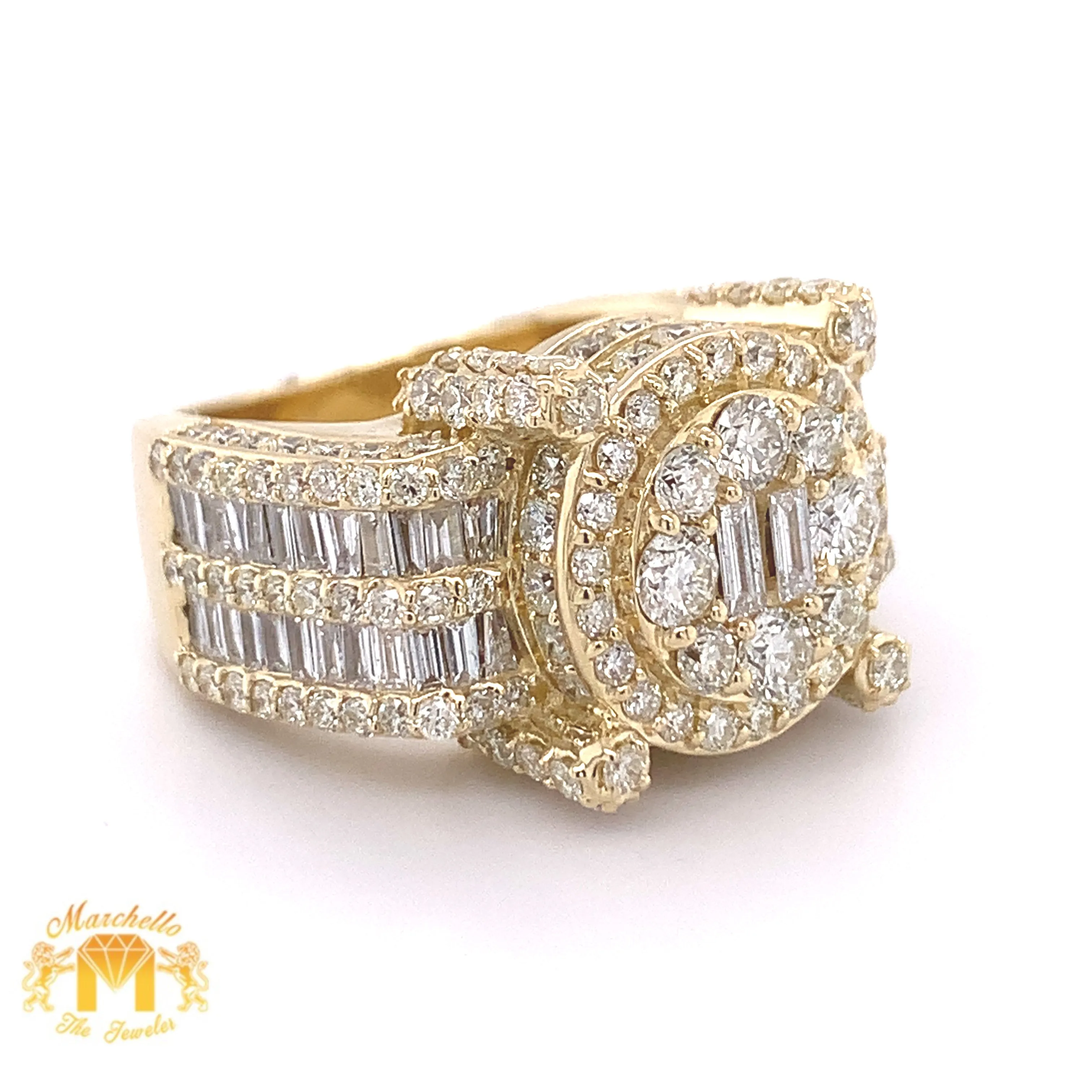 4ct Baguette and Round Diamond 14k Gold Monster #30 Ring
