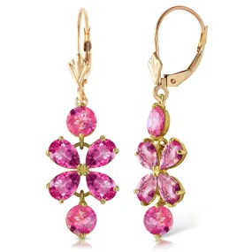5.32 Carat 14K Solid Yellow Gold Petals Pink Topaz Earrings