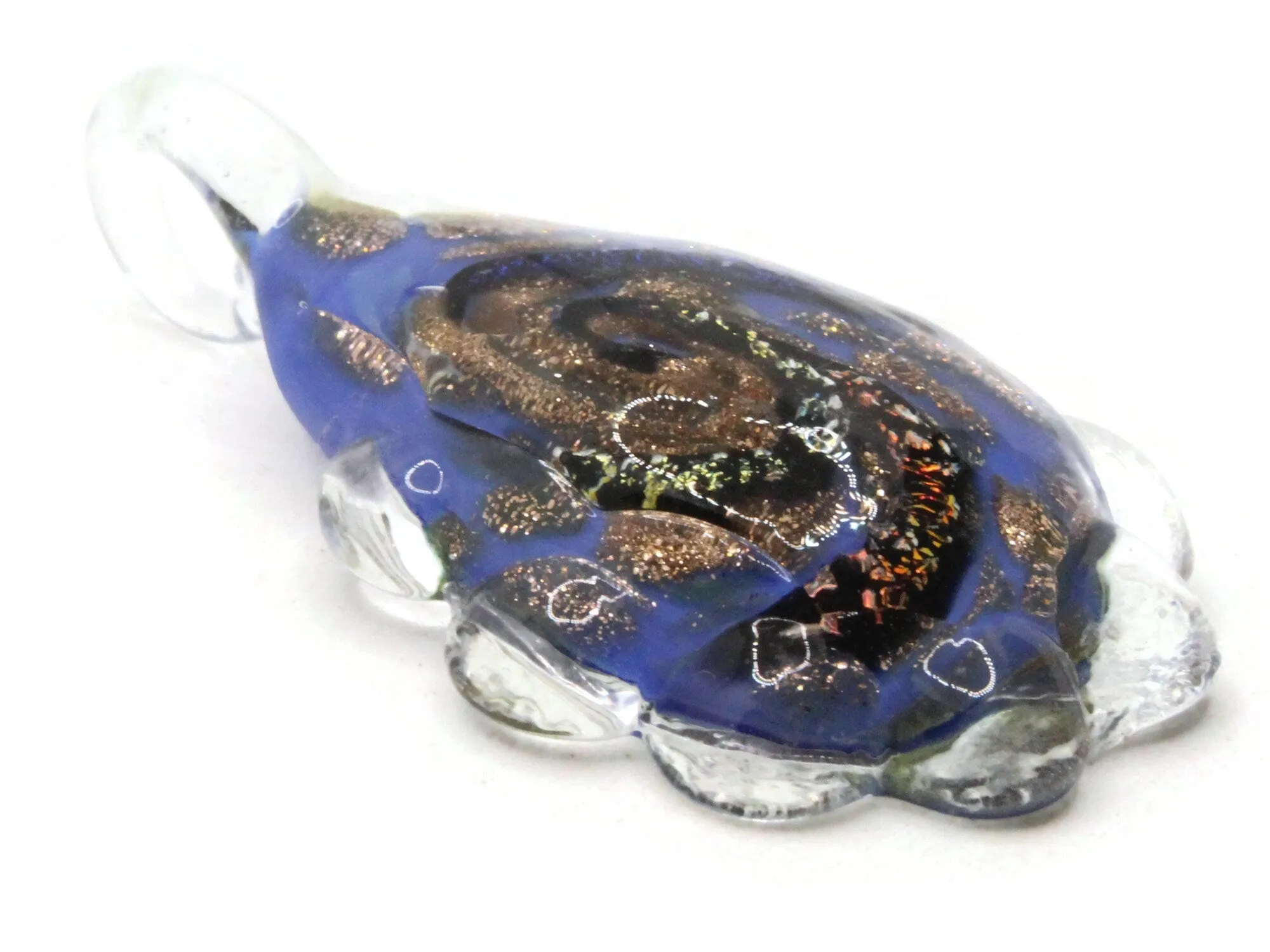 54mm Multi-Color on Blue Spiral Foil Glass Teardrop Pendant