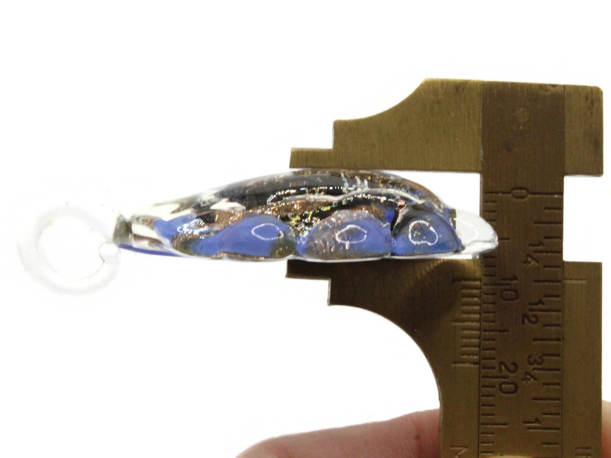 54mm Multi-Color on Blue Spiral Foil Glass Teardrop Pendant