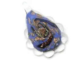 54mm Multi-Color on Blue Spiral Foil Glass Teardrop Pendant