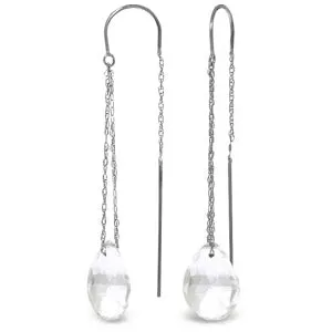 6 Carat 14K Solid White Gold Spectacular Life White Topaz Earrings