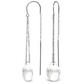 6 Carat 14K Solid White Gold Spectacular Life White Topaz Earrings