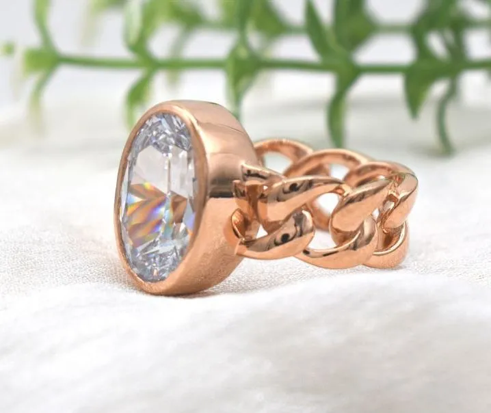 8 CT CLASSIC OVAL CUBIC ZIRCONIA MEN'S ROSEGOLD RING