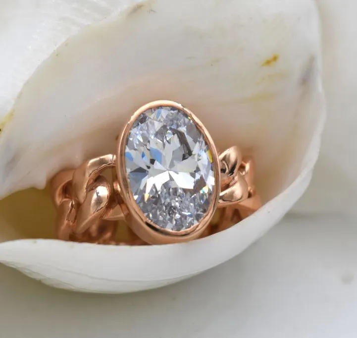 8 CT CLASSIC OVAL CUBIC ZIRCONIA MEN'S ROSEGOLD RING
