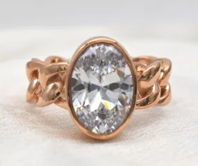 8 CT CLASSIC OVAL CUBIC ZIRCONIA MEN'S ROSEGOLD RING