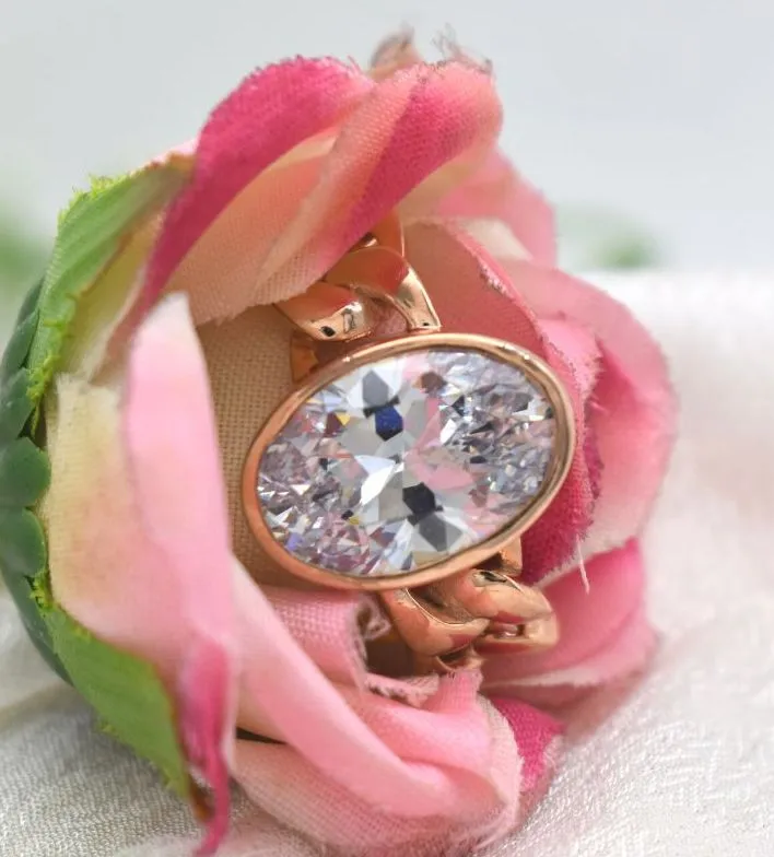8 CT CLASSIC OVAL CUBIC ZIRCONIA MEN'S ROSEGOLD RING